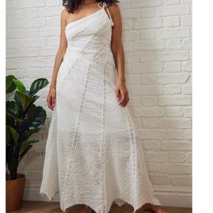 NWOT Free People White Bella One Shoulder Maxi Dress Boho - Size S